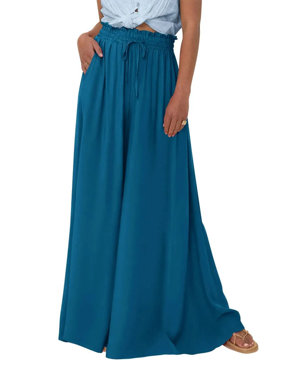 Chic Women's High-Waist Wide-Leg Palazzo Pants with Pockets