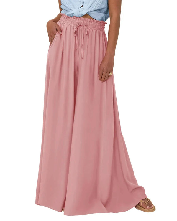 Chic Women's High-Waist Wide-Leg Palazzo Pants with Pockets