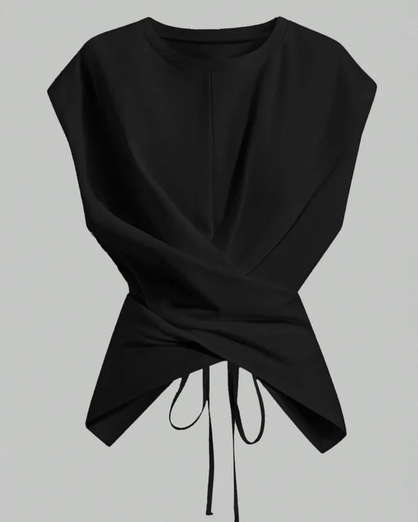 Women's Cozy Knit Round-Neck Drop-Shoulder Cross-Back Top