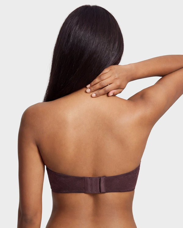 Women's Strapless Lace Underwire Bra, No Padding, Multiway Convertible Straps, See-Through