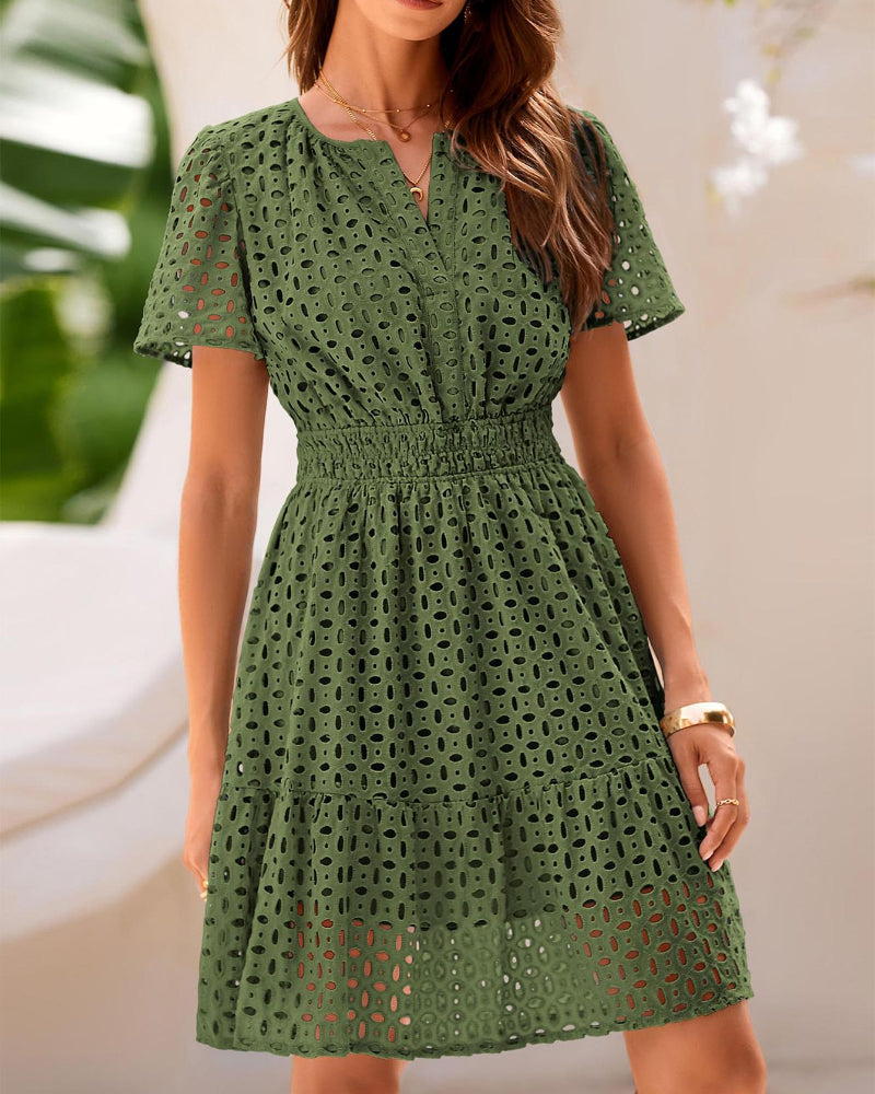 Chic Women's V-Neck Lace A-Line Summer Dress Main image