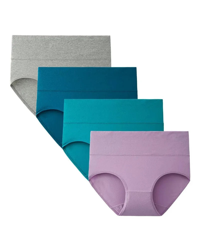 Plus-Size Cotton Briefs, 4-Pack, High-Waist for Soft Everyday Comfort
