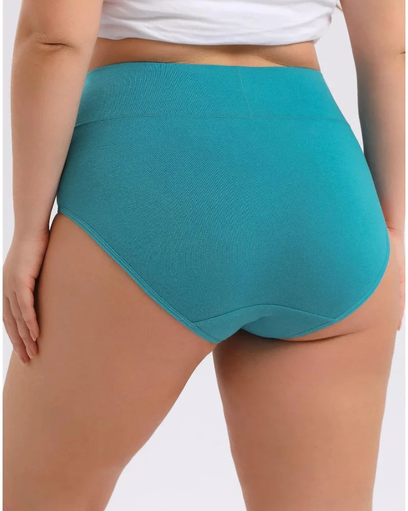 Plus-Size Cotton Briefs, 4-Pack, High-Waist for Soft Everyday Comfort
