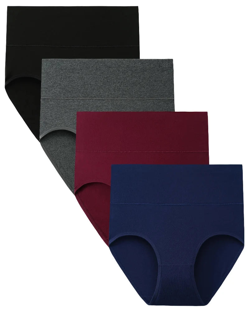 Plus-Size Cotton Briefs, 4-Pack, High-Waist for Soft Everyday Comfort