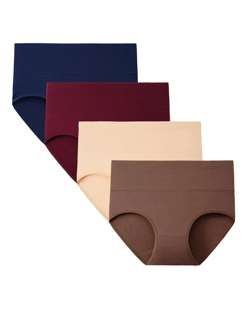 Plus-Size Cotton Briefs, 4-Pack, High-Waist for Soft Everyday Comfort