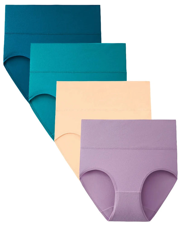 Plus-Size Cotton Briefs, 4-Pack, High-Waist for Soft Everyday Comfort