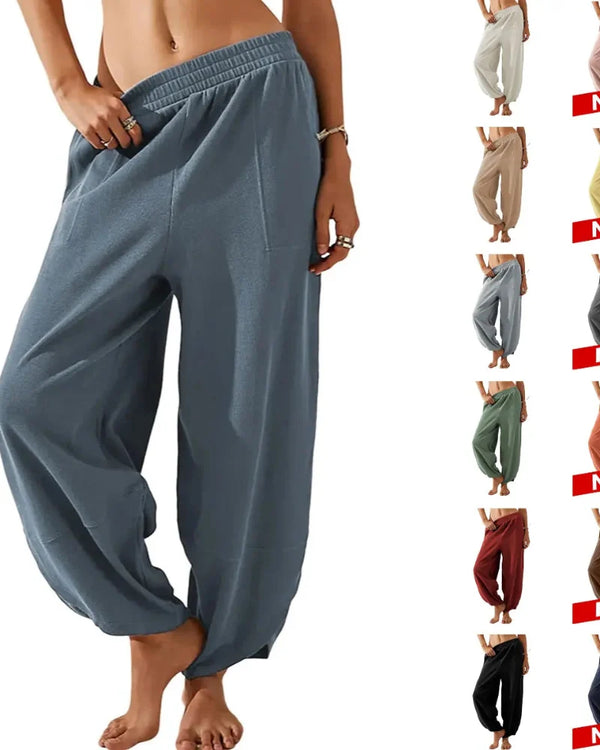 Women’s Relaxed-Fit Wide-Leg Pants with Elastic Waist and Pockets