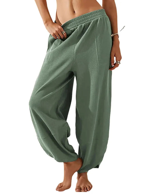 Women’s Relaxed-Fit Wide-Leg Pants with Elastic Waist and Pockets