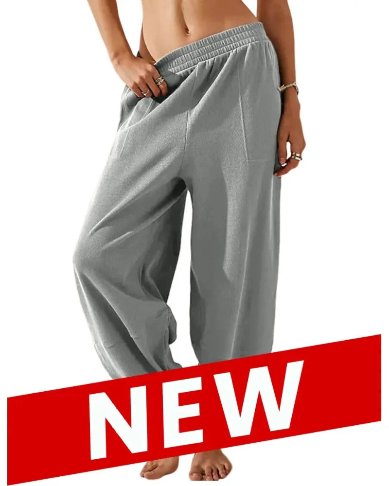 Women’s Relaxed-Fit Wide-Leg Pants with Elastic Waist and Pockets