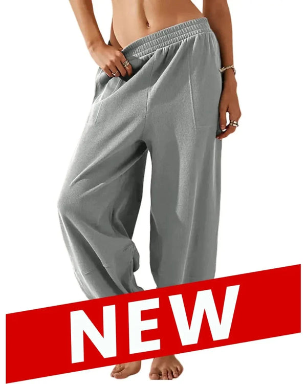 Women’s Relaxed-Fit Wide-Leg Pants with Elastic Waist and Pockets