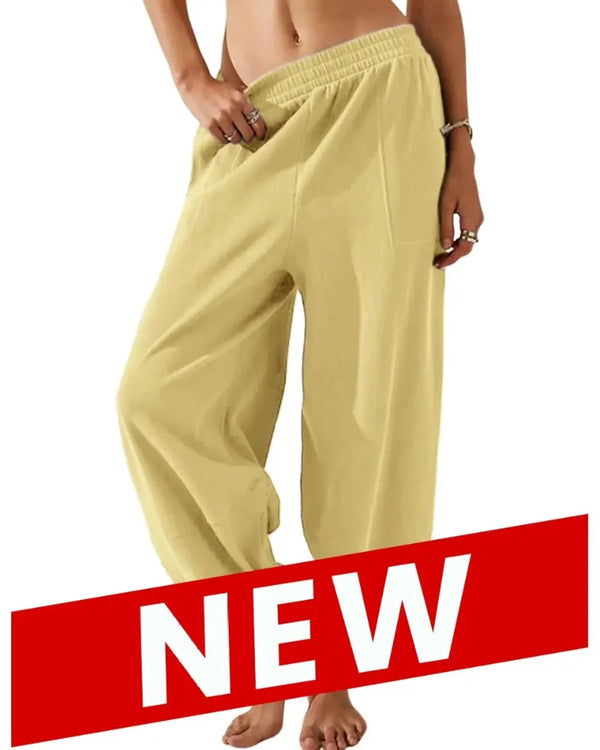 Women’s Relaxed-Fit Wide-Leg Pants with Elastic Waist and Pockets