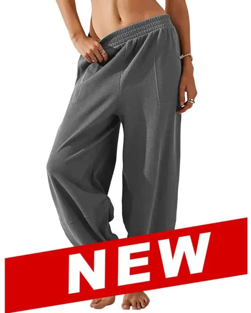 Women’s Relaxed-Fit Wide-Leg Pants with Elastic Waist and Pockets