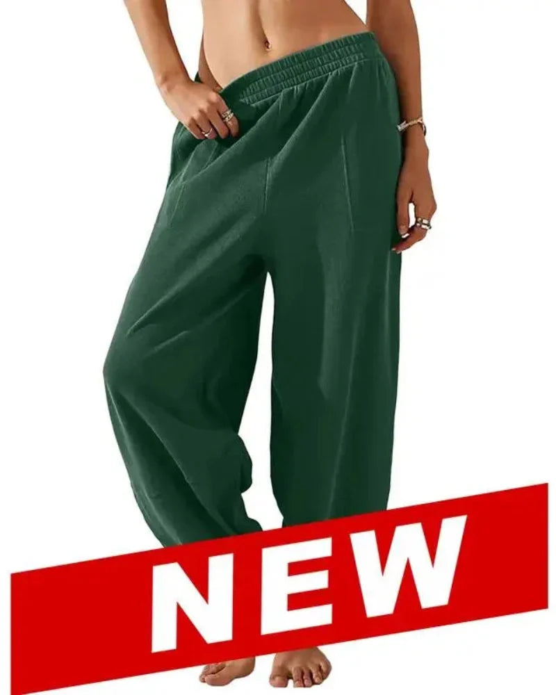 Women’s Relaxed-Fit Wide-Leg Pants with Elastic Waist and Pockets