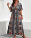 Flattering Plus-Size Boho Floral V-Neck A-Line Dress