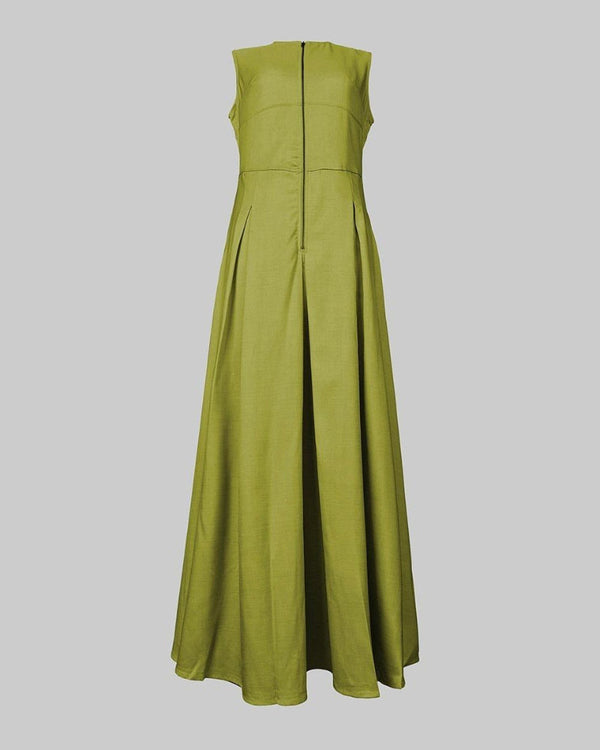 Women's Loose-Fit Maxi Dress with Pleats, Pockets, and a Slit — Effortless Summer Comfort