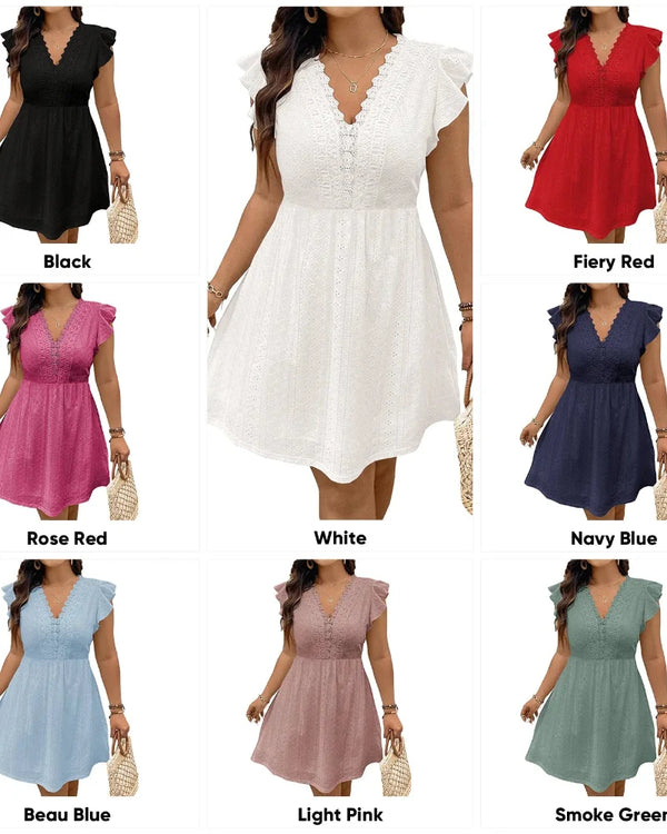 Elegant Plus Size Lace V-Neck A-Line Dress