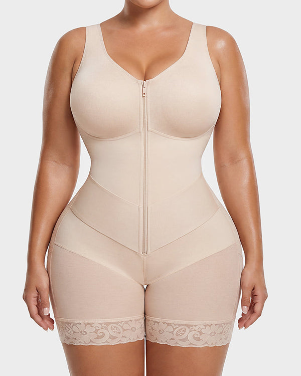 Front-Zip Body Shaper with Tummy Control and Smoothing Fit