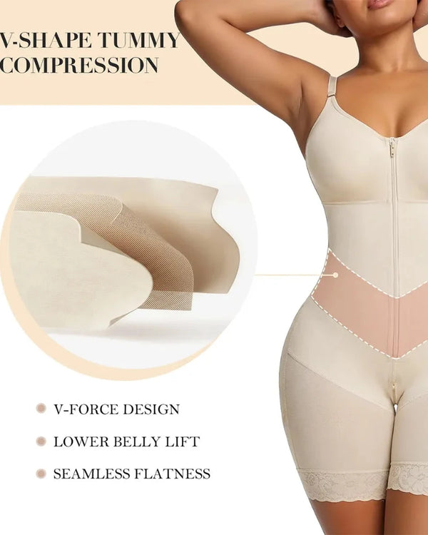 V-Shaped Zip-Front Tummy Control Shapewear