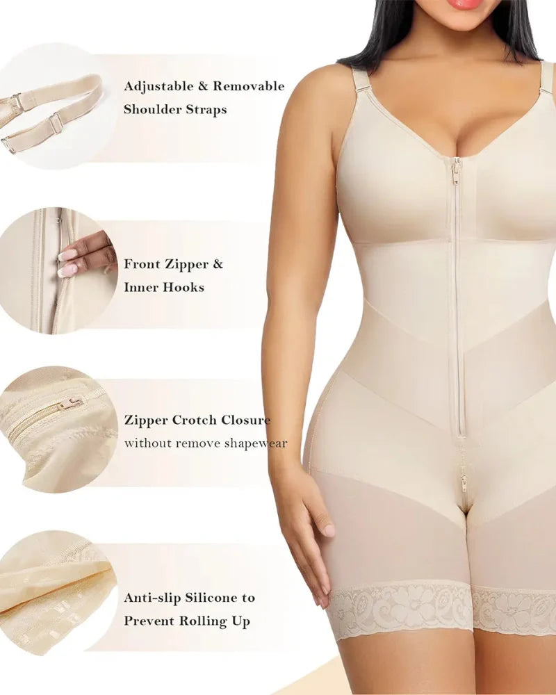 V-Shaped Zip-Front Tummy Control Shapewear