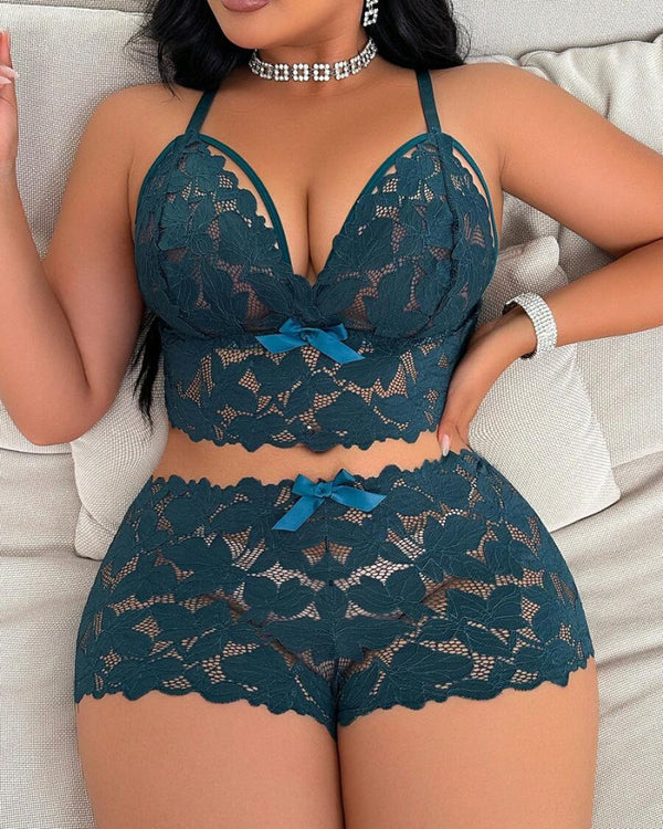 Plus Size Lace Lingerie Set - 2-Piece Sexy Sleepwear for Curves