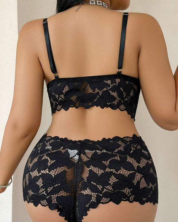 Plus Size Lace Lingerie Set - 2-Piece Sexy Sleepwear for Curves