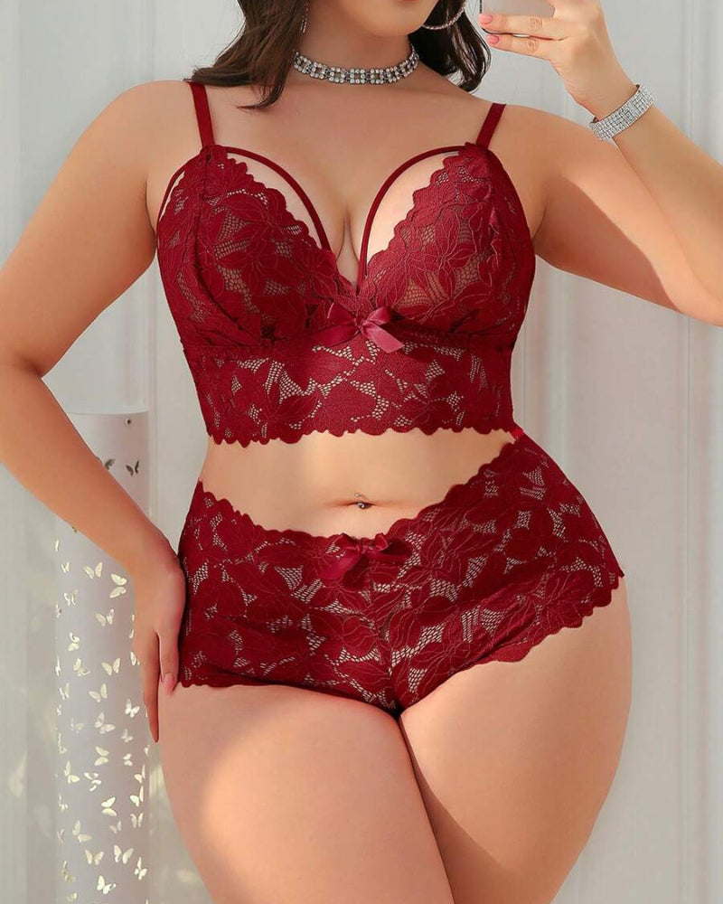 Plus Size Lace Lingerie Set - 2-Piece Sexy Sleepwear for Curves