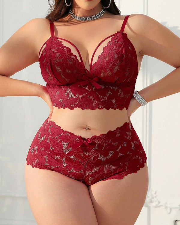 Plus Size Lace Lingerie Set - 2-Piece Sexy Sleepwear for Curves