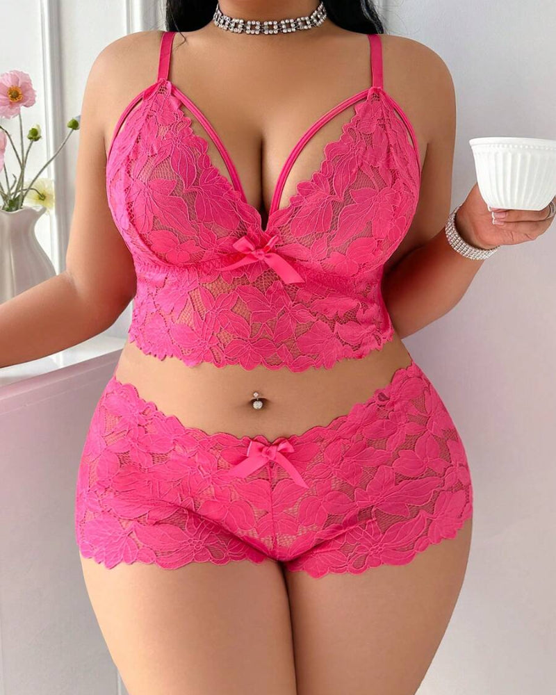 Plus Size Lace Lingerie Set - 2-Piece Sexy Sleepwear for Curves