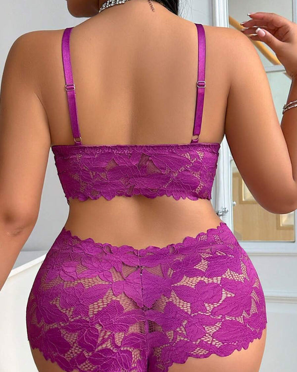 Plus Size Lace Lingerie Set - 2-Piece Sexy Sleepwear for Curves