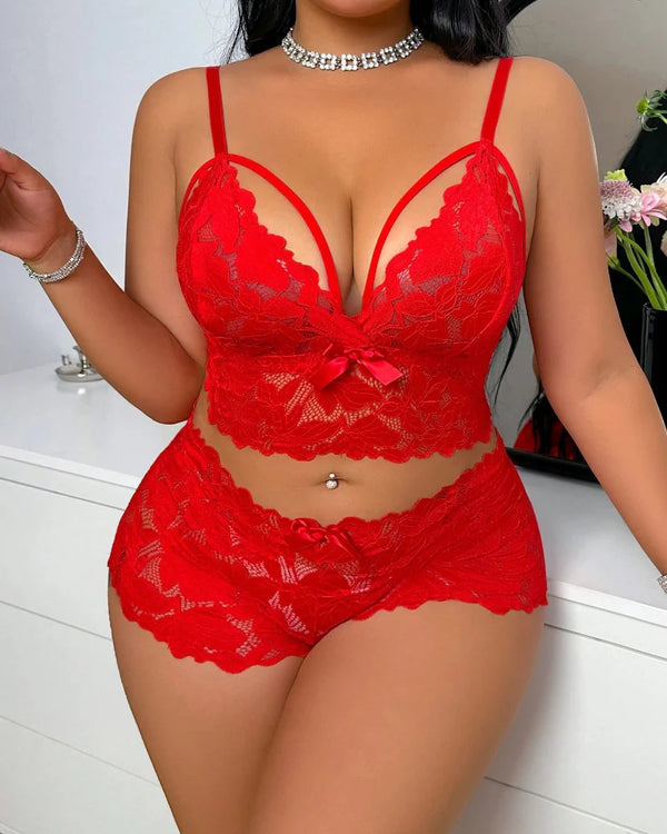 Plus Size Lace Lingerie Set - 2-Piece Sexy Sleepwear for Curves