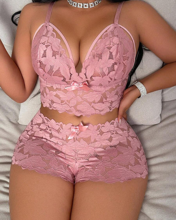 Plus Size Lace Lingerie Set - 2-Piece Sexy Sleepwear for Curves