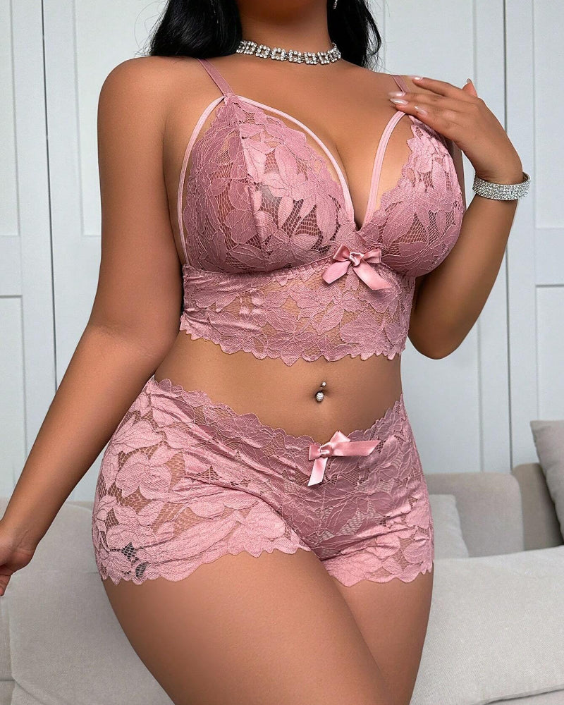 Plus Size Lace Lingerie Set - 2-Piece Sexy Sleepwear for Curves