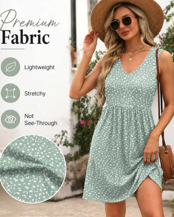 Effortless Summer V-Neck Tank Sundress with Pockets — Your Casual Beach Day Dress