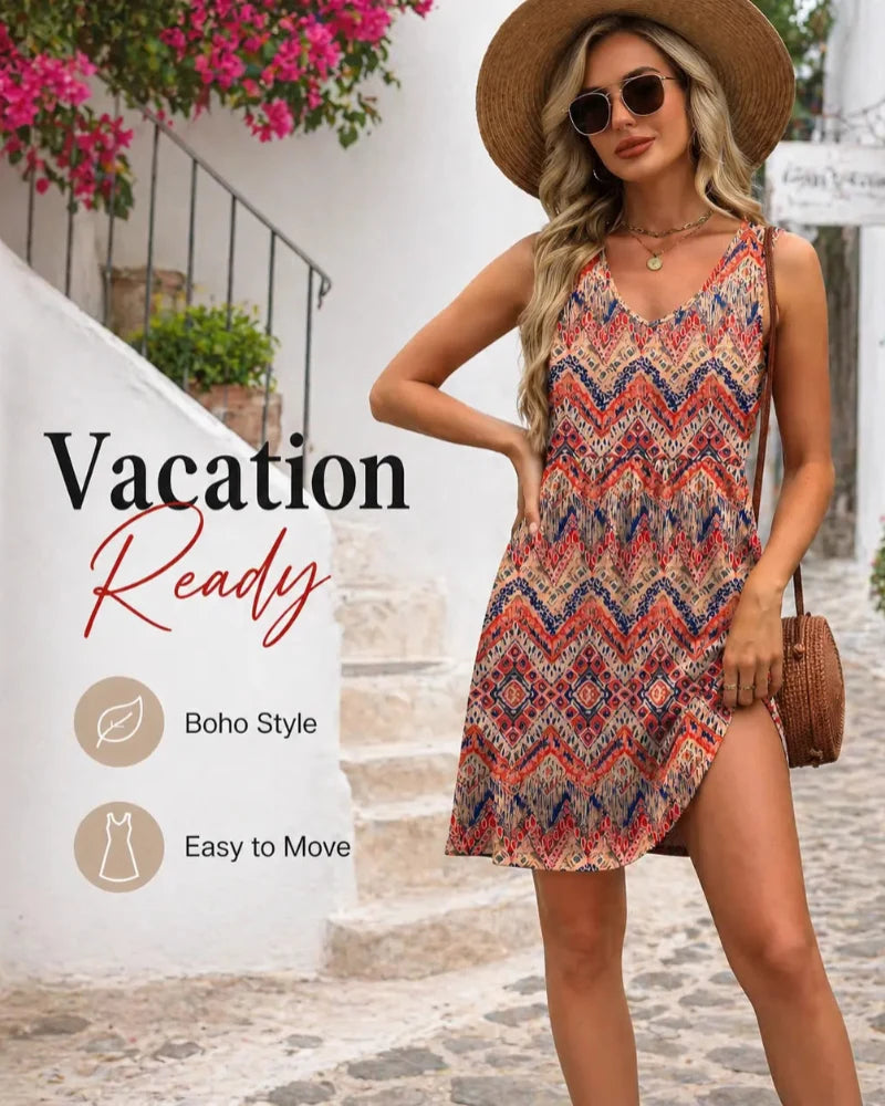 Effortless Summer V-Neck Tank Sundress with Pockets — Your Casual Beach Day Dress