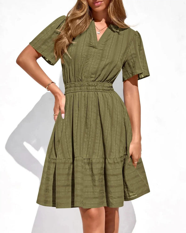 Spring 2026 Women's V-Neck Mini Dress – Boho Beachwear, Effortless Summer Style