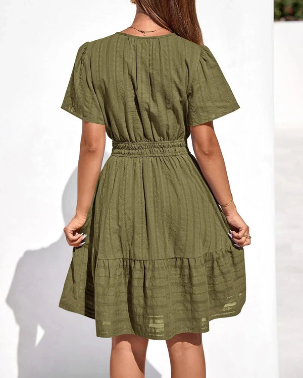 Spring 2026 Women's V-Neck Mini Dress – Boho Beachwear, Effortless Summer Style