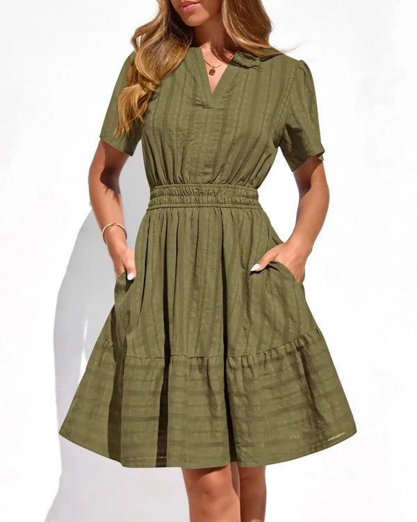 Spring 2026 Women's V-Neck Mini Dress – Boho Beachwear, Effortless Summer Style