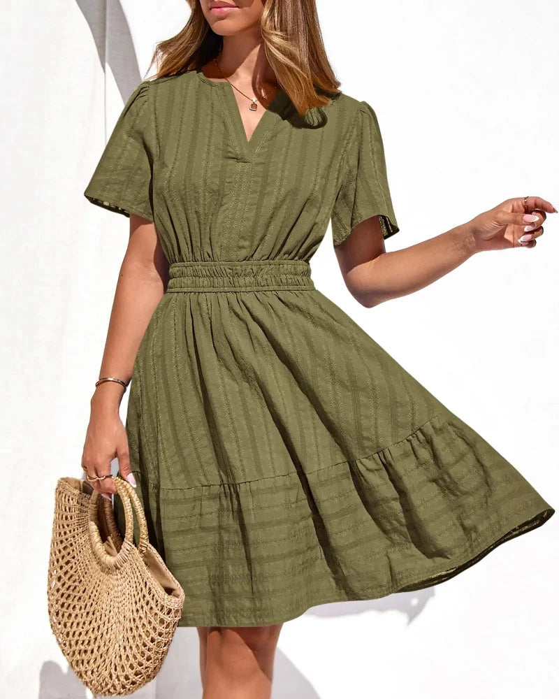 Spring 2026 Women's V-Neck Mini Dress – Boho Beachwear, Effortless Summer Style