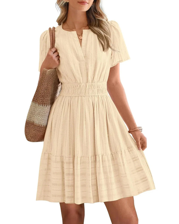 Spring 2026 Women's V-Neck Mini Dress – Boho Beachwear, Effortless Summer Style