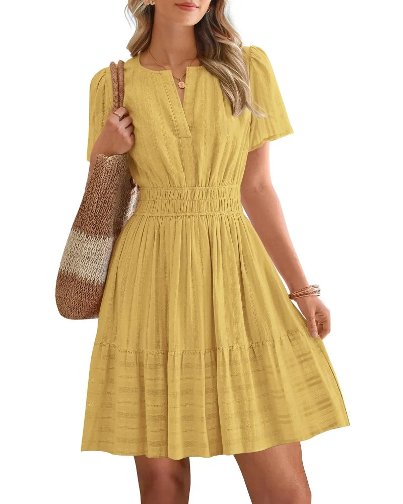 Spring 2026 Women's V-Neck Mini Dress – Boho Beachwear, Effortless Summer Style Secondary image