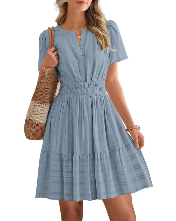 Spring 2026 Women's V-Neck Mini Dress – Boho Beachwear, Effortless Summer Style