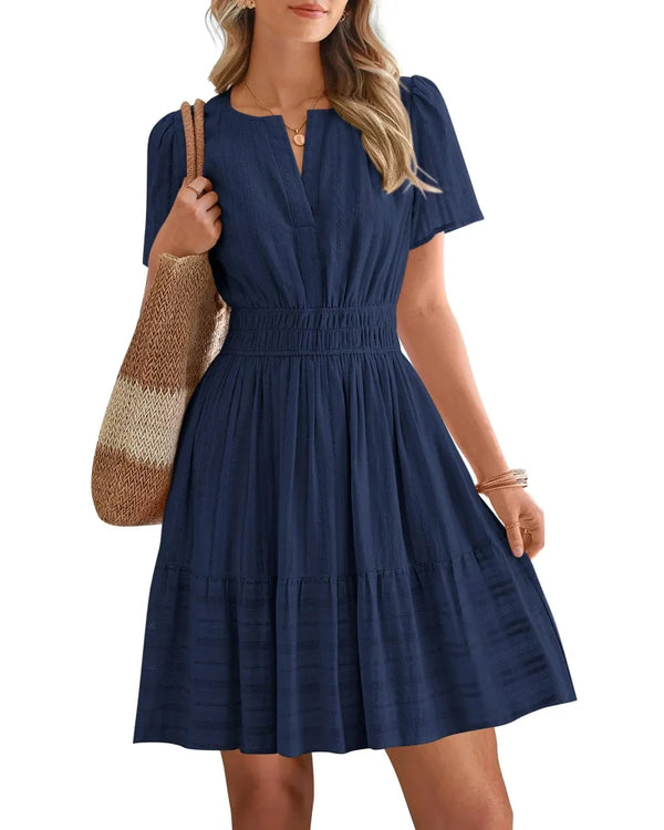 Spring 2026 Women's V-Neck Mini Dress – Boho Beachwear, Effortless Summer Style