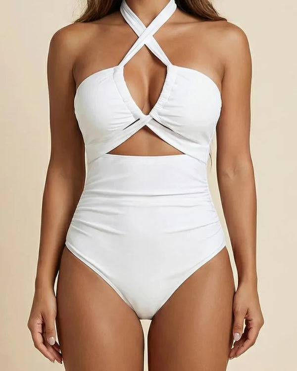 Women’s Cutout Monokini, Tummy Control Deep V Backless Swimwear
