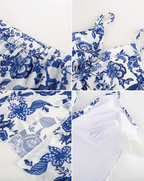 Women’s V-Neck 2-Piece Swim Set with Cover-Up Skirt