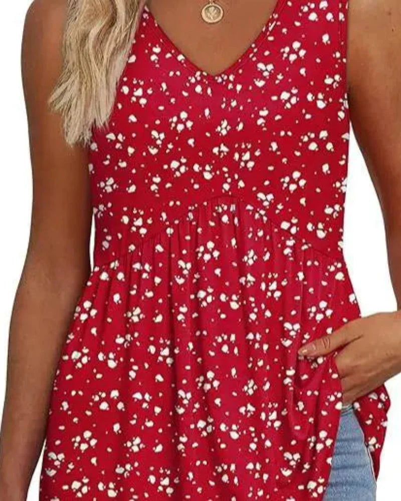 Women's Peplum Tank Tops - Sleeveless V-Neck, Stretchy Babydoll Tops for Summer