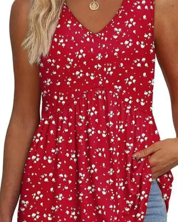 Women's Peplum Tank Tops - Sleeveless V-Neck, Stretchy Babydoll Tops for Summer