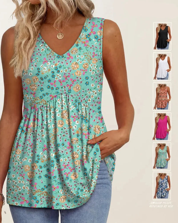 Women's Peplum Tank Tops - Sleeveless V-Neck, Stretchy Babydoll Tops for Summer