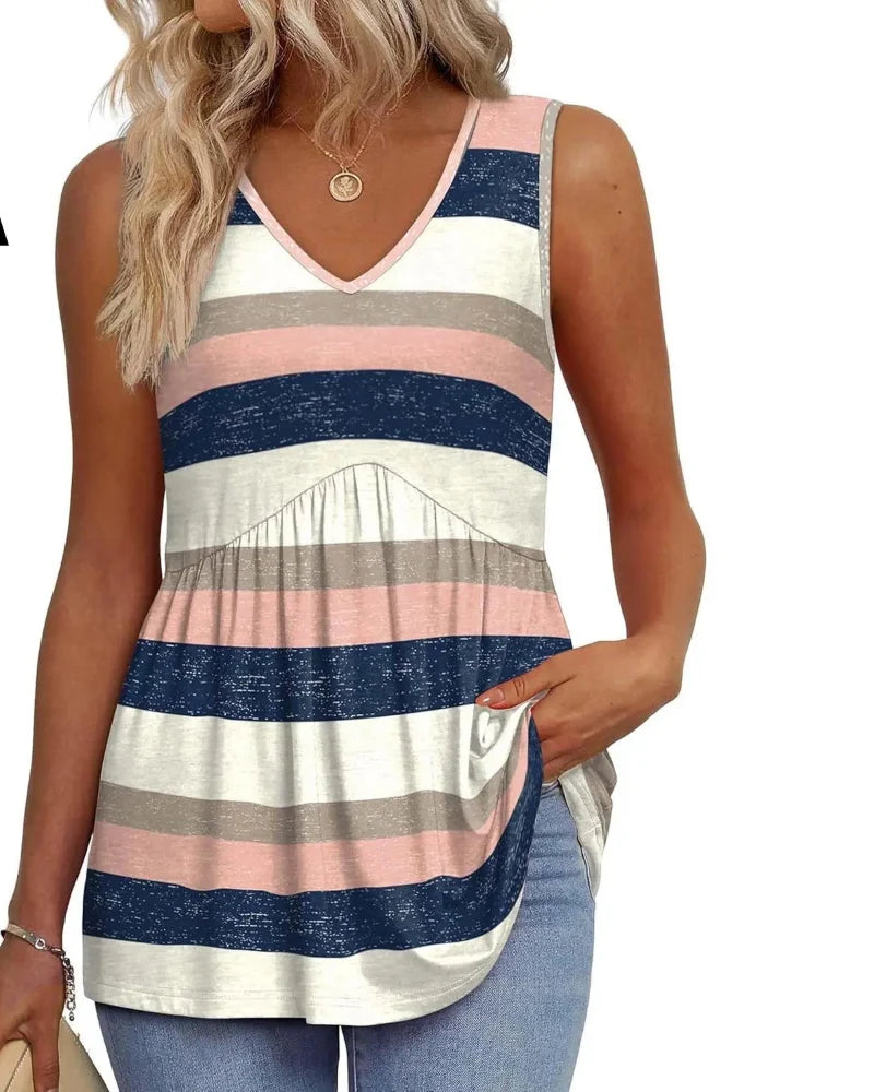 Women's Peplum Tank Tops - Sleeveless V-Neck, Stretchy Babydoll Tops for Summer