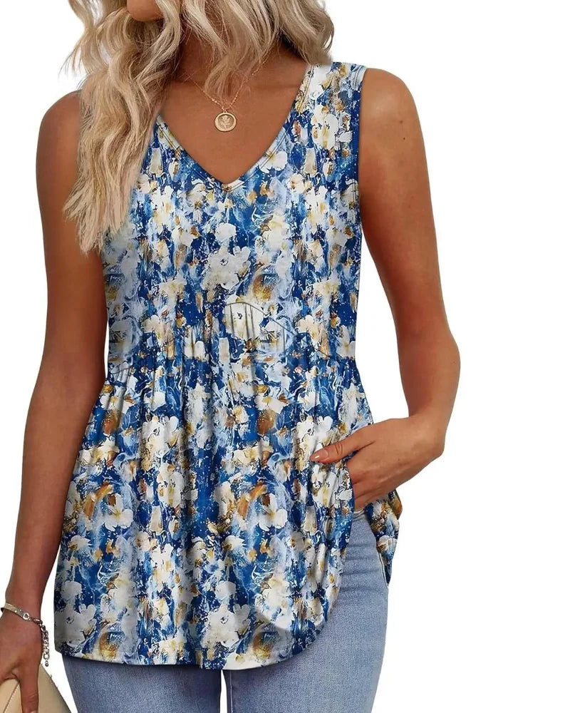 Women's Peplum Tank Tops - Sleeveless V-Neck, Stretchy Babydoll Tops for Summer