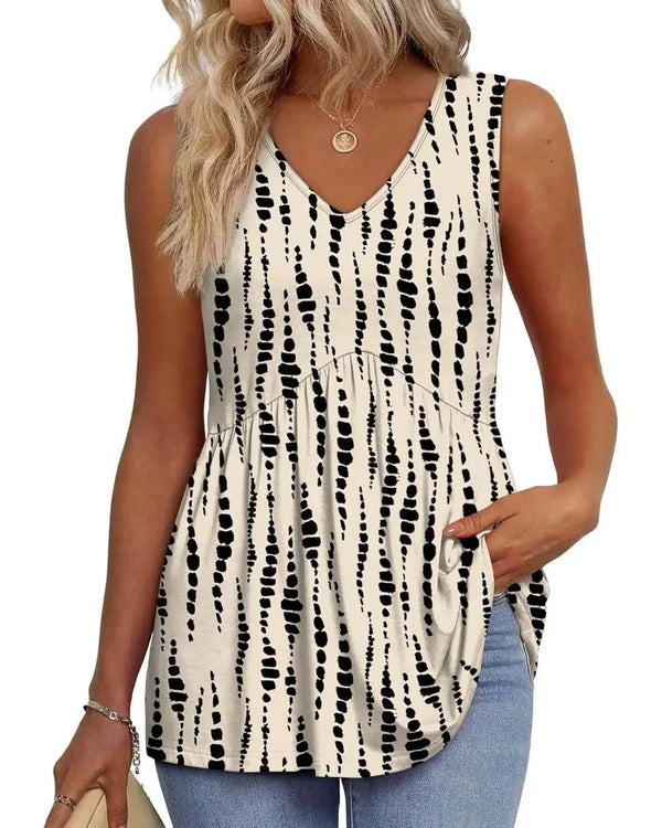 Women's Peplum Tank Tops - Sleeveless V-Neck, Stretchy Babydoll Tops for Summer